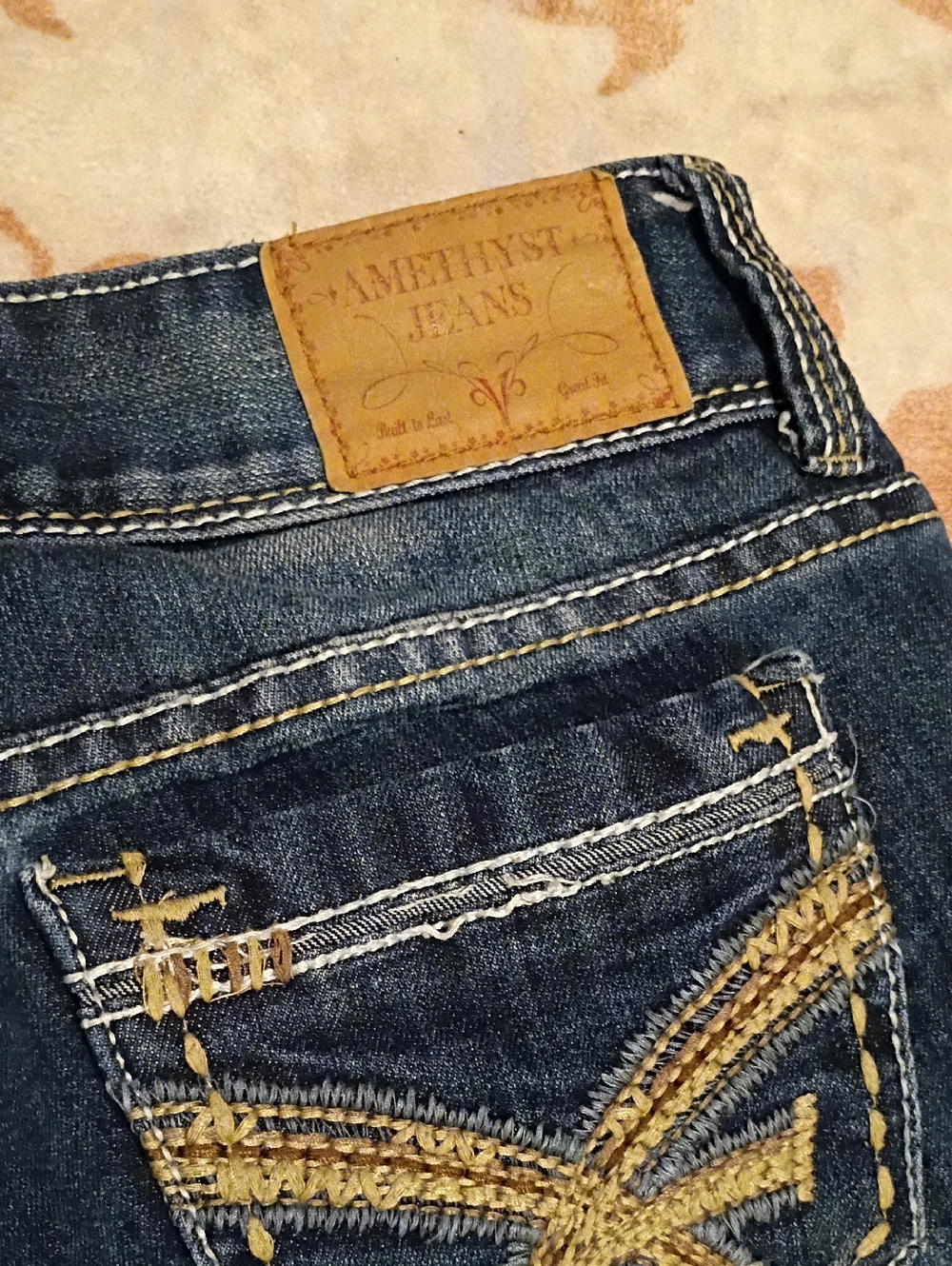 Amethyst Jeans Dark Blue Bootcut with Embroidered Back Pockets - Picture 2 of 8
